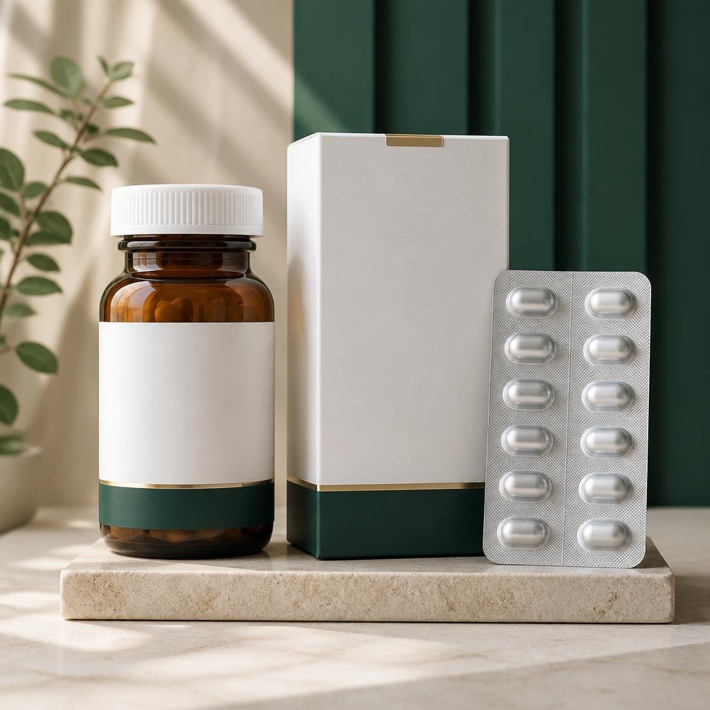 Illustrative unbranded capsule packaging concept