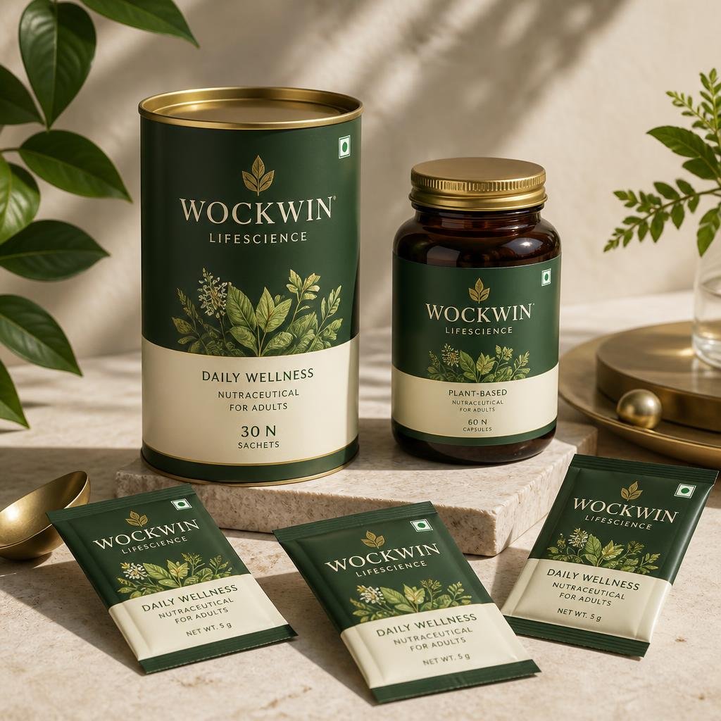 AI-generated Wockwin Lifescience product packaging concept
